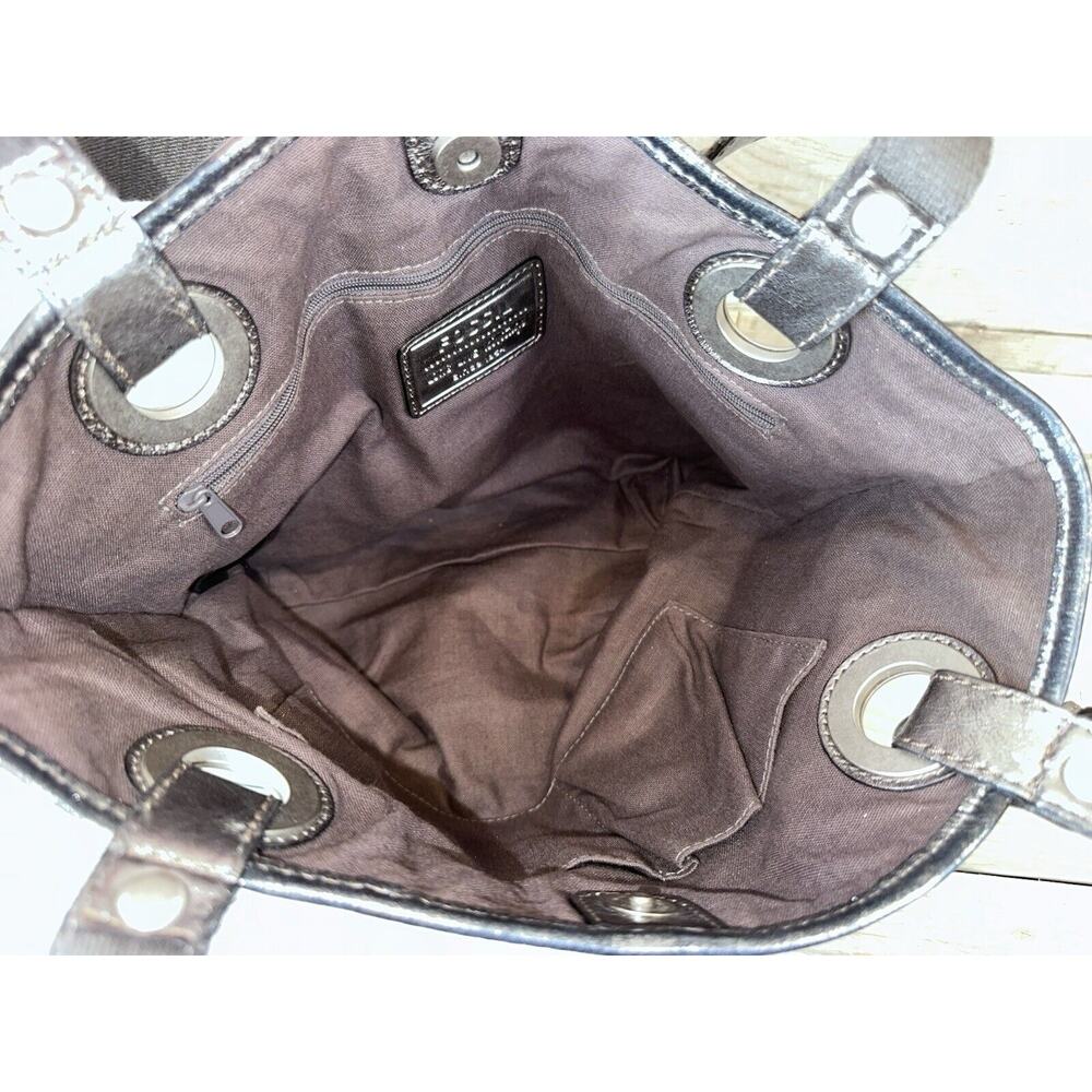 FOSSIL Long Live Vintage Silver Metallic Distressed Leather Hathaway Tote Bag - Picture 7 of 8